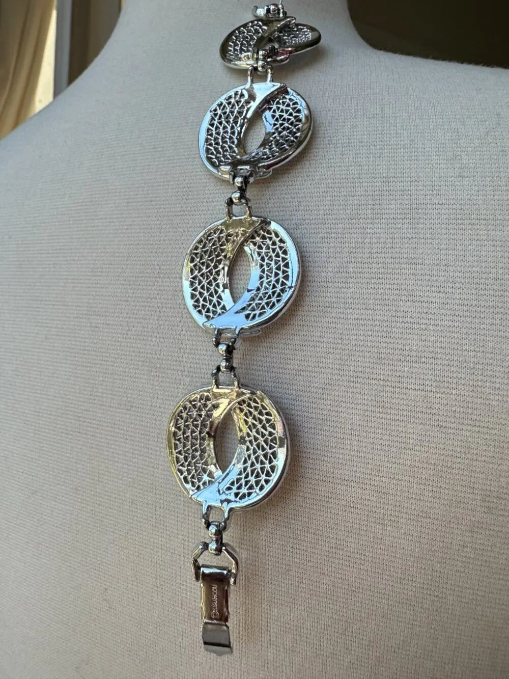 Vintage Sarah Coventry Silver Tone Openwork Link Bracelet 7.25” Signed